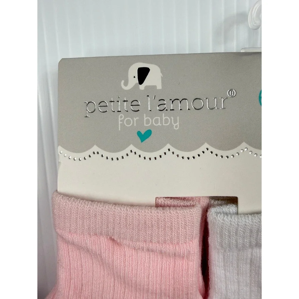 Petite L'amour Booties Baby Girls 6-Pack Socks Pink White Ribbed Newborn 6-12M‎
